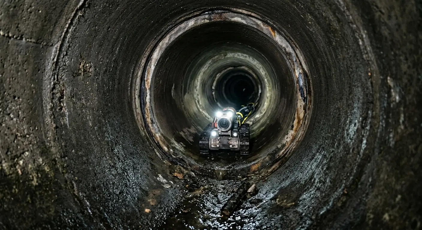 Robotic sewer camera inspecting pipe interior for Drain Snake Service in Brigham City
